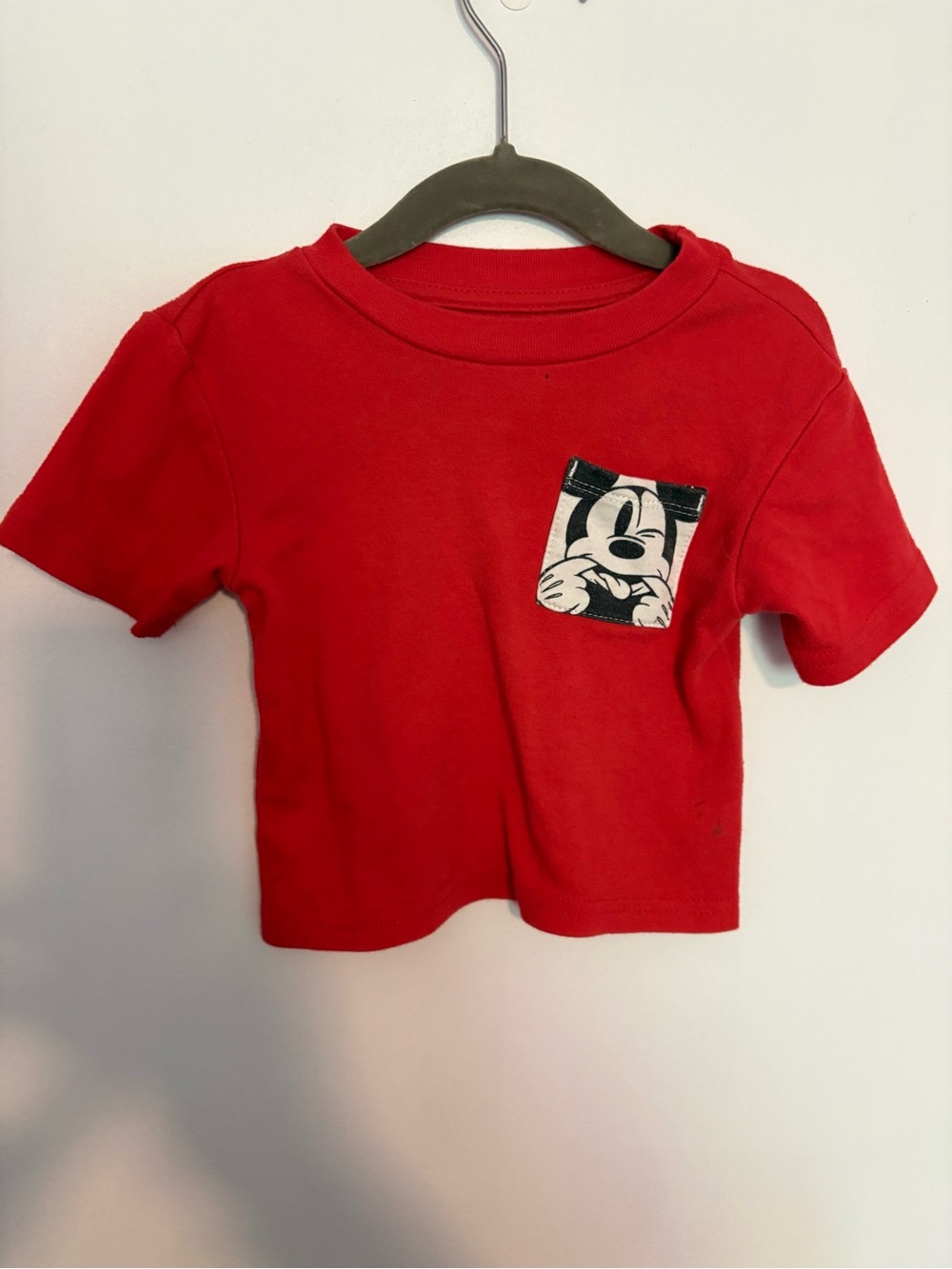 Disney Red Short-Sleeve Tee with Mickey Pocket